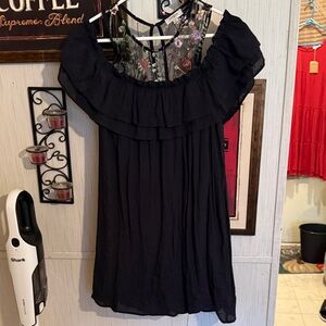 Umgee Black Ruffled Off-Shoulder Dress medium